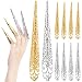 ANCIRS 20 Pack Finger Nail Tip Claw Rings, Ancient Queen Costume Fingertip Claw Nail Rings Decoration Accessory, Finger Knuckle Protectors for Halloween Cosplay Drama Dance Show- 10 Gold & 10 Silver - Image 2