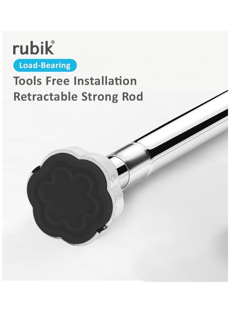Rubik قضيب ستارة بطول قابل للتعديل من 35 سم إلى 55 سم، قضيب شد تلسكوبي من الفولاذ المقاوم للصدأ للخزانة وحجرات الاستحمام وأحواض الاستحمام والخزائن والنوافذ ومناطق تغيير الملابس - غير قابل للانزلاق ولا يحتاج إلى حفر - Image 4