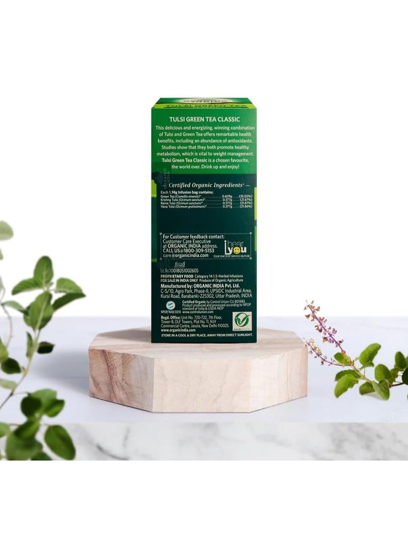 Organic India Tulsi Green Classic Tea 25 Tea bags - Image 3