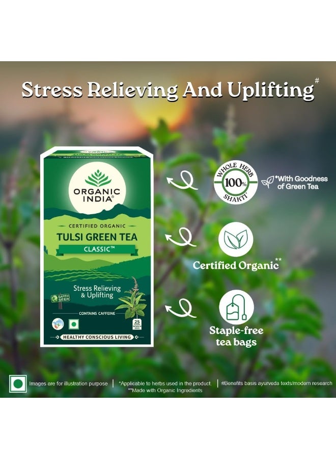 Organic India Tulsi Green Classic Tea 25 Tea bags - Image 4