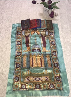 A prayer carpet suitable for distributions at Umrah and Hajj events is presented inside a zippered bag and features two sponges 12 107 * 68