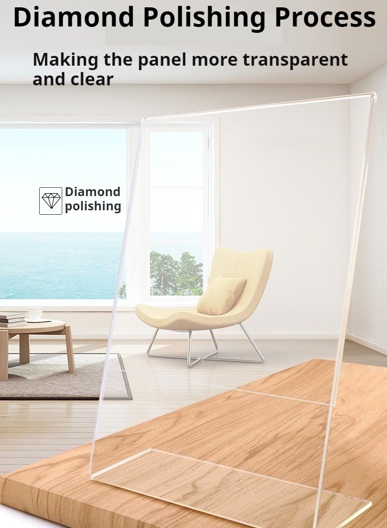 JiFENG Acrylic Sign Holder Slant Back Design L Shape Clear Acrylic Frames, Clear Desk Sign Holder for Home Office Desktop Display(Transparent) - Image 5
