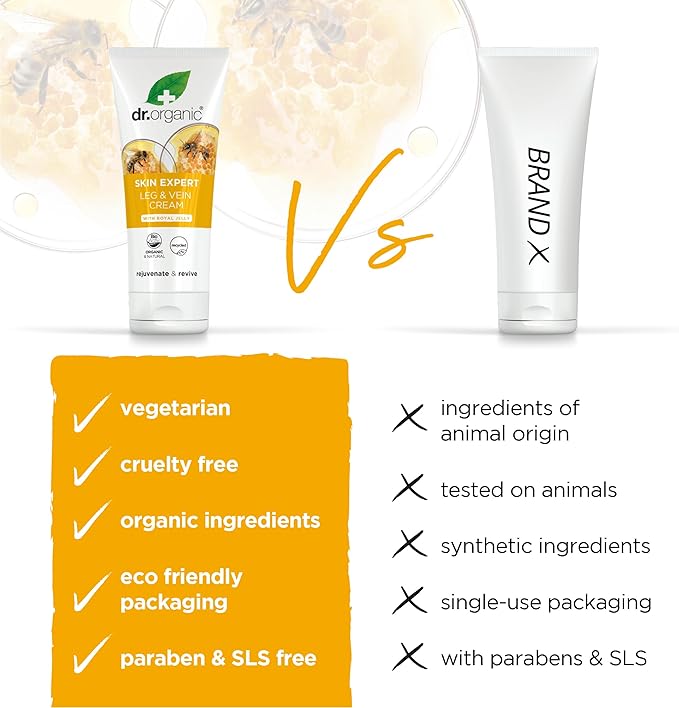 dr.organic كريم دكتور أورجانيك لدوالي الساقين مع هلام ملكي عضوي لترطيب الساقين الثقيلة نباتي طبيعي خالي من القسوة خالي من البارابين وخالي من SLS عبوة قابلة لإعادة التدوير 200 مل قد تختلف العبوة - Image 4