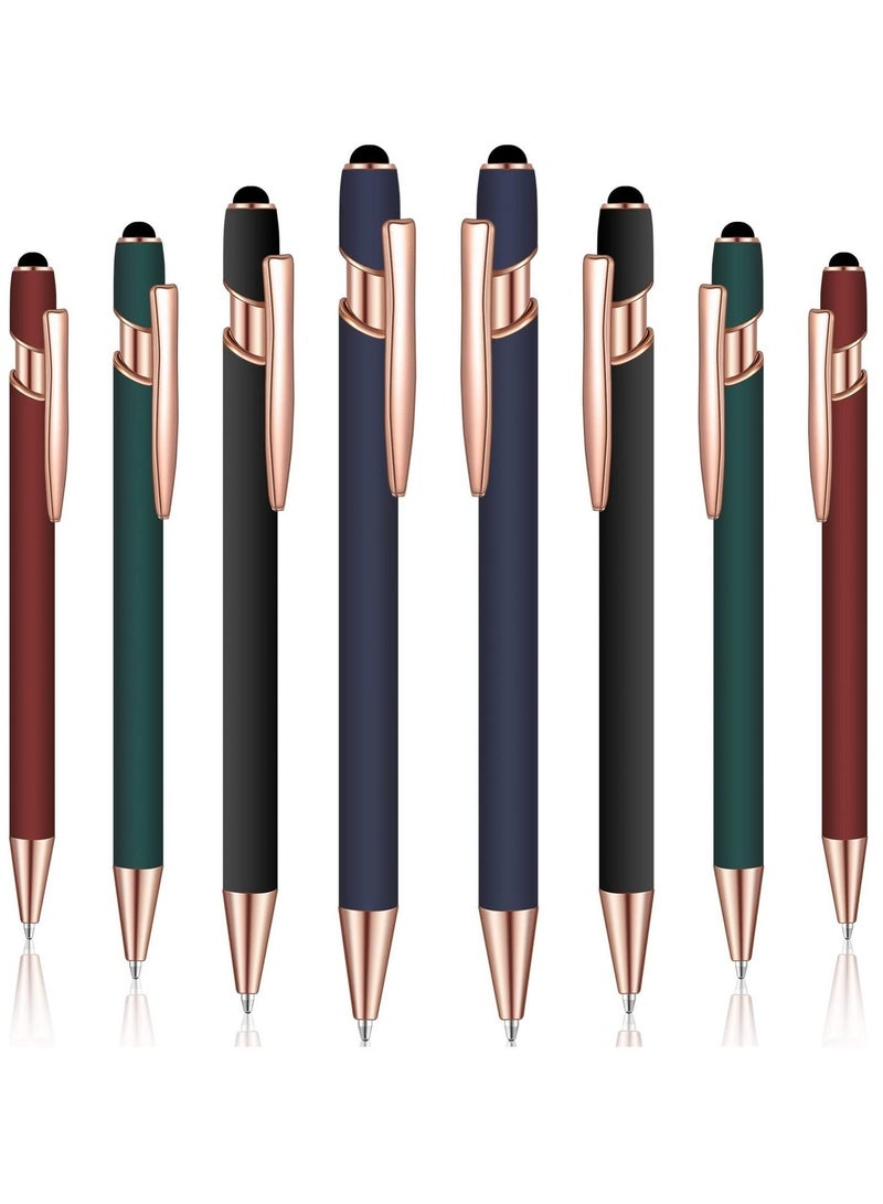 Generic Ballpoint Pen with Stylus Tip, 8 Pieces Black Ink Metal for Touch Screens Office School Stationery Supplies Tablets and More (Red, Green, Navy, Black)  - Image 1