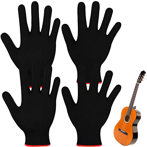 Jiuguva 4 Pack Guitar Gloves Guitar Fingertip Protector for Men Women Practice Gloves for Playing Musical Instruments, Black, Medium - Image 1