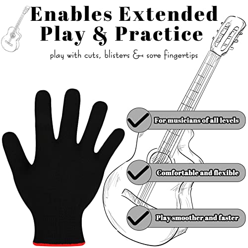 Jiuguva 4 Pack Guitar Gloves Guitar Fingertip Protector for Men Women Practice Gloves for Playing Musical Instruments, Black, Medium - Image 3