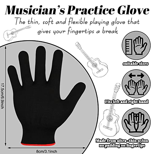 Jiuguva 4 Pack Guitar Gloves Guitar Fingertip Protector for Men Women Practice Gloves for Playing Musical Instruments, Black, Medium - Image 2