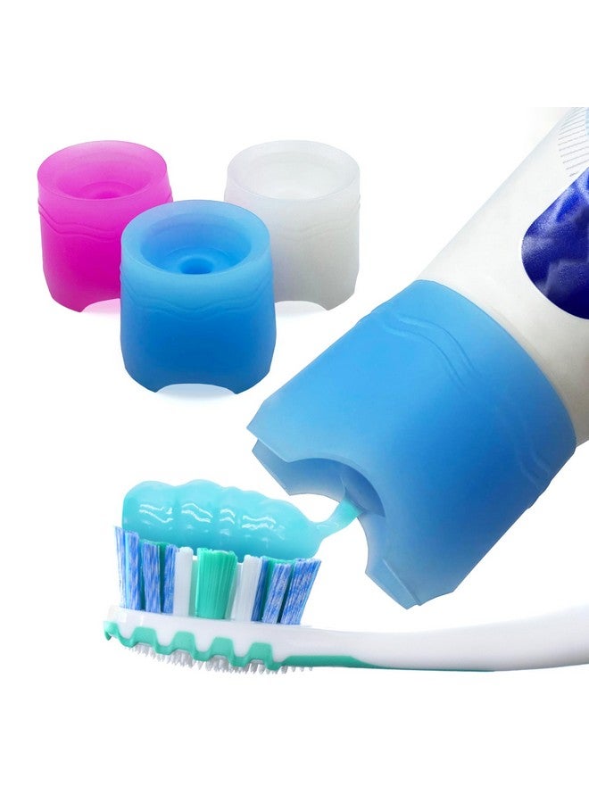 Chrome Cherry SqueezMe Self-Closing Toothpaste Caps, Silicone Lid for Kids & Adults, No Mess Toothpaste Dispenser, Easy Squeezer Cap for Tubes, Bathroom Accessory, Self-Standing Mix, Pack of 3 - Image 1