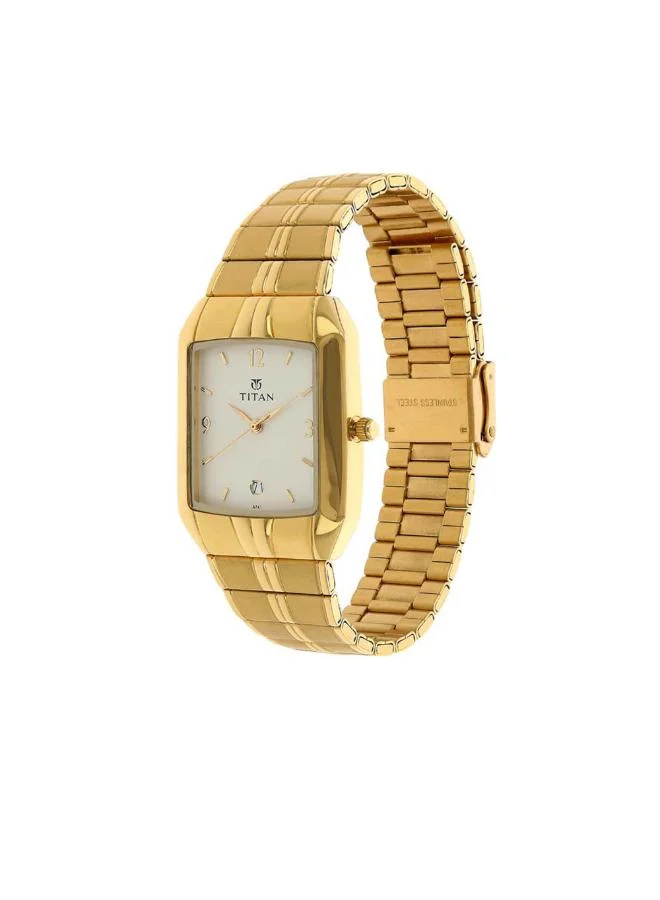 TITAN Men Analog Display Watch With Gold Metal Strap - 9264YM01