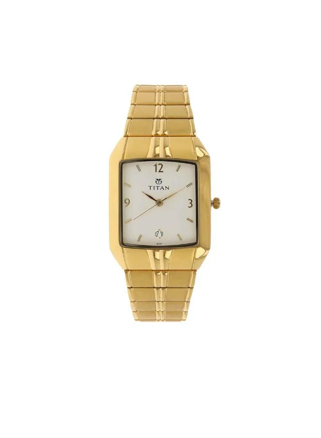 TITAN Men Analog Display Watch With Gold Metal Strap - 9264YM01