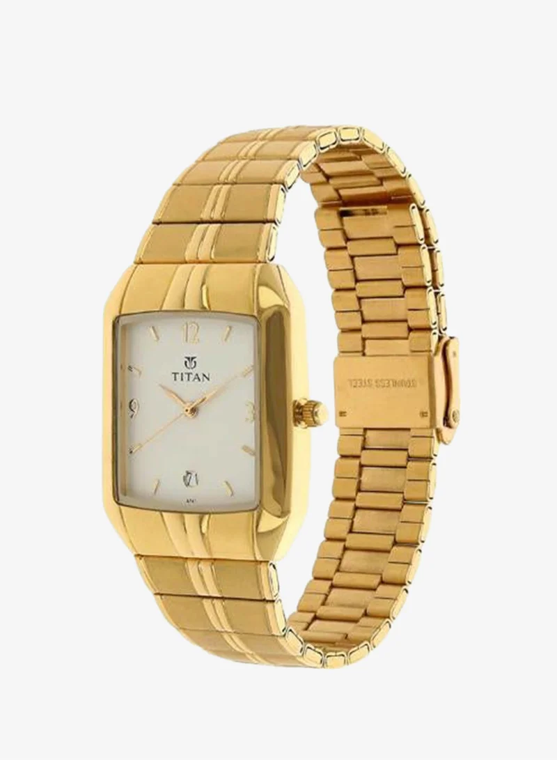 TITAN Men Analog Display Watch With Gold Metal Strap - 9264YM01