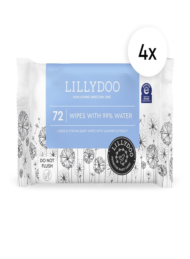 LILLYDOO Baby Wipes with 99% Water – Unscented, Hypoallergenic, Plant-Based, Strong & Plastic-Free, Compostable, 4 resealable Packs x 72 (288 Wipes Total) - Image 2