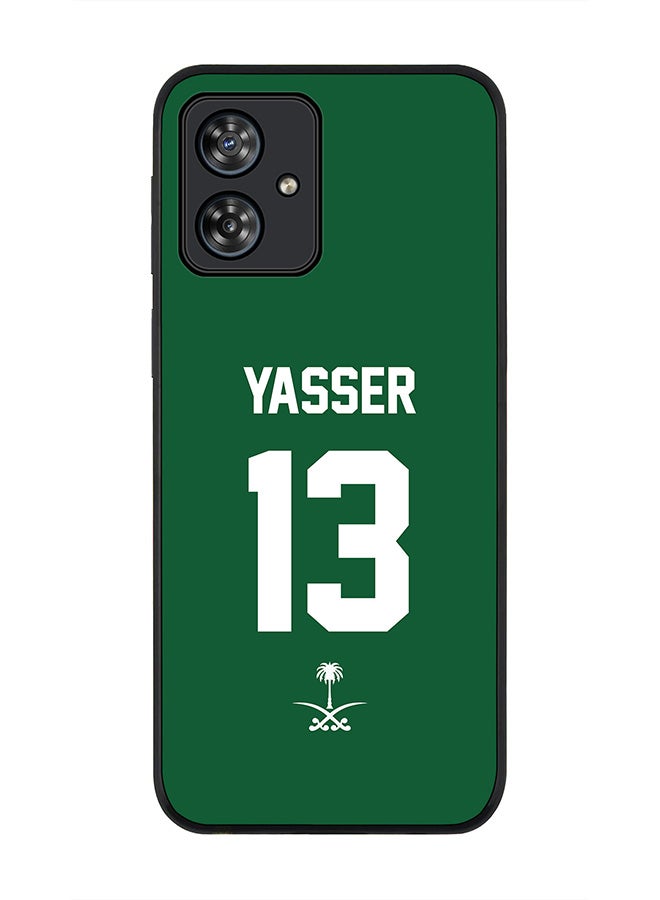 Stylizedd Rugged Black Case for Motorola Moto G54 / Motorola Moto G54 Power / Motorola Moto G64 5G  -Football Team -Saudi Arabia,Player Name - Yasser - Image 1