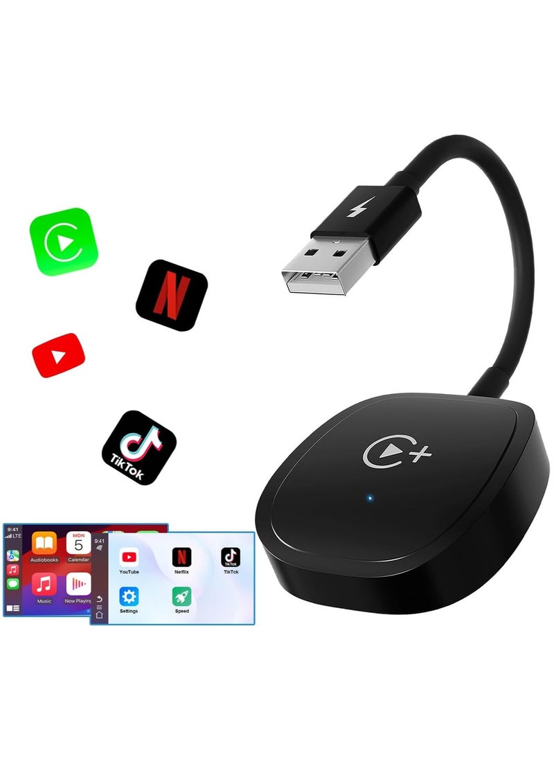 Boyi Wireless CarPlay Adapter, Magic Box CarPlay Wireless Adapter Supports Netflix, YouTube, and Tiktok Stream Media Play, for OEM Wired CarPlay to Wireless Dongle, Fits for Cars from 2016 & iOS 10+ Phone  - Image 1
