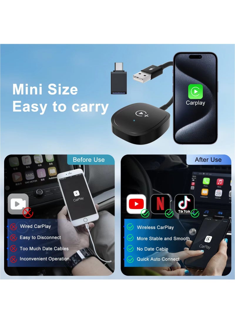 Boyi Wireless CarPlay Adapter, Magic Box CarPlay Wireless Adapter Supports Netflix, YouTube, and Tiktok Stream Media Play, for OEM Wired CarPlay to Wireless Dongle, Fits for Cars from 2016 & iOS 10+ Phone  - Image 2