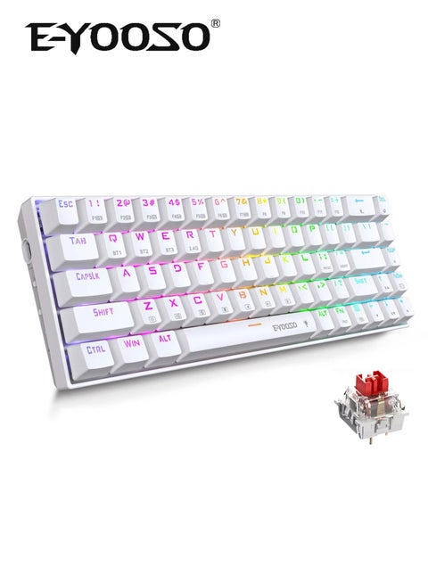 Z686 Wireless 65% Mechanical Gaming Keyboard, 68-Key RGB Backlit with Red Switches, Bluetooth/2.4G/USB Wired, Triple Mode Compatibility for Windows/Mac OS/iOS/Android/PS4 – Ideal for Home, Office, and Gaming