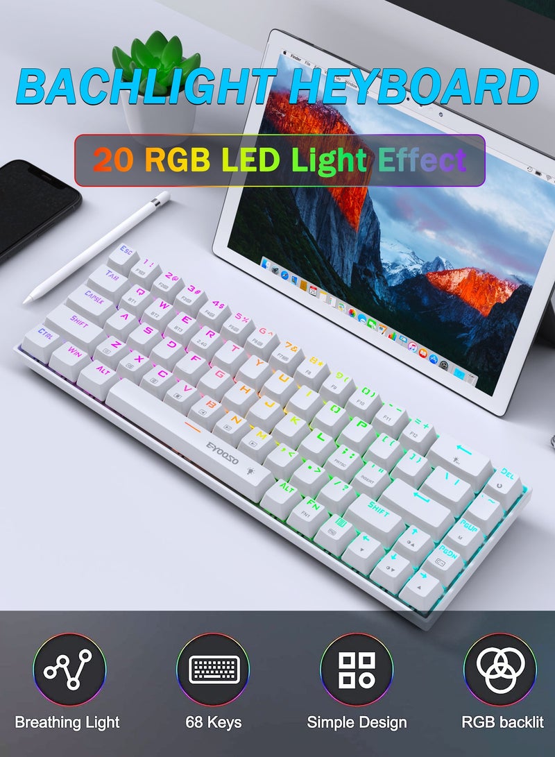 E-YOOSO Z686 Wireless 65% Mechanical Gaming Keyboard, 68-Key RGB Backlit with Red Switches, Bluetooth/2.4G/USB Wired, Triple Mode Compatibility for Windows/Mac OS/iOS/Android/PS4 – Ideal for Home, Office, and Gaming  - Image 3