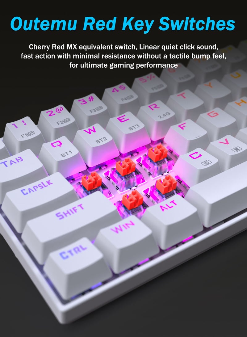 E-YOOSO Z686 Wireless 65% Mechanical Gaming Keyboard, 68-Key RGB Backlit with Red Switches, Bluetooth/2.4G/USB Wired, Triple Mode Compatibility for Windows/Mac OS/iOS/Android/PS4 – Ideal for Home, Office, and Gaming  - Image 4
