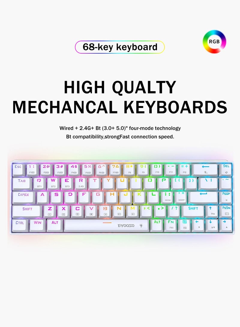 E-YOOSO Z686 Wireless 65% Mechanical Gaming Keyboard, 68-Key RGB Backlit with Red Switches, Bluetooth/2.4G/USB Wired, Triple Mode Compatibility for Windows/Mac OS/iOS/Android/PS4 – Ideal for Home, Office, and Gaming  - Image 2