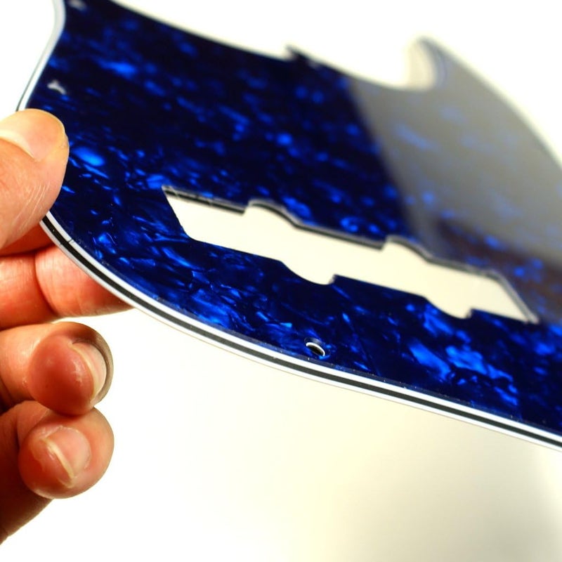 mLaval (D23) 4 Ply Guitar Pickguard Fits Jazz Bass JB Style Pearl Blue - Image 3