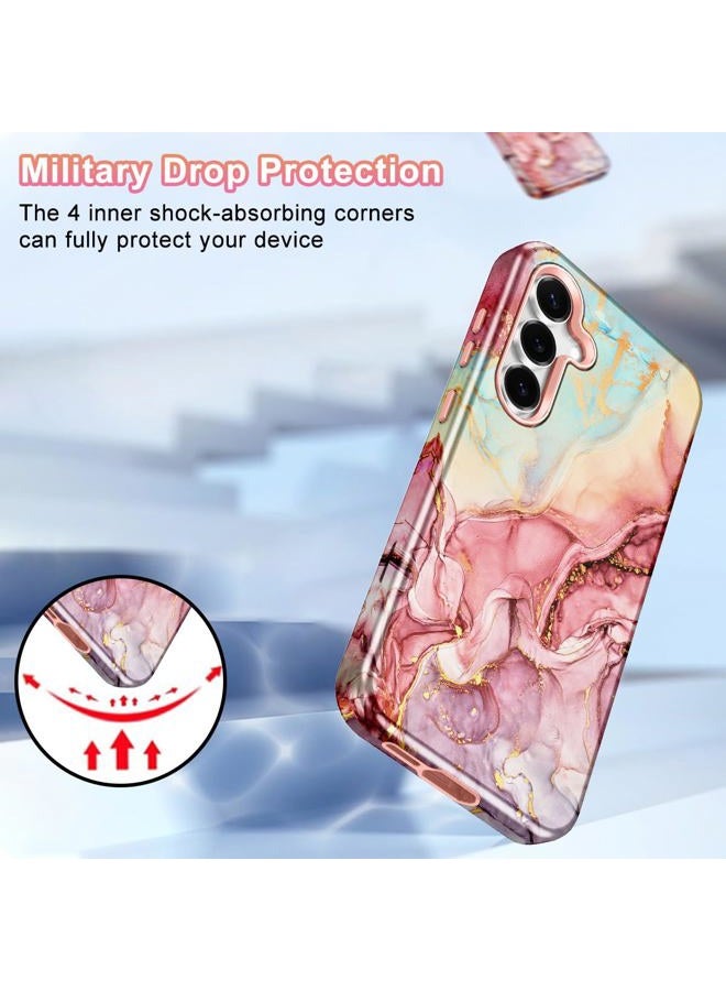 Avocase Compatible with Samsung Galaxy S25 FE Case, Marble Pattern 3 in 1 Heavy Duty Shockproof Full Body Hard PC+Soft Silicone Drop Protective Women Girls Case for Galaxy S25 FE (2025), Rose Gold - Image 5