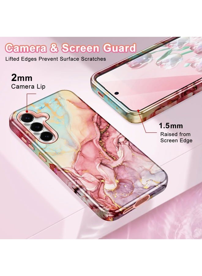 Avocase Compatible with Samsung Galaxy S25 FE Case, Marble Pattern 3 in 1 Heavy Duty Shockproof Full Body Hard PC+Soft Silicone Drop Protective Women Girls Case for Galaxy S25 FE (2025), Rose Gold - Image 4