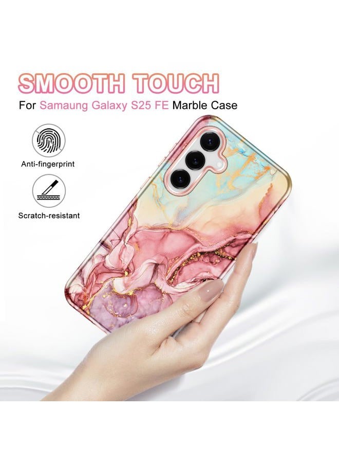 Avocase Compatible with Samsung Galaxy S25 FE Case, Marble Pattern 3 in 1 Heavy Duty Shockproof Full Body Hard PC+Soft Silicone Drop Protective Women Girls Case for Galaxy S25 FE (2025), Rose Gold - Image 3