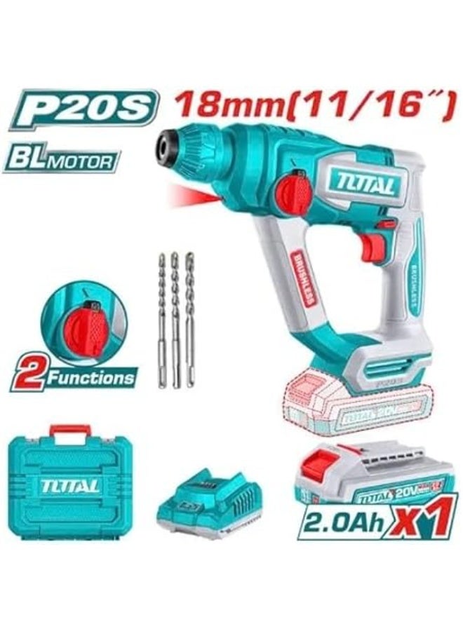 توتال هيلتى بدون شربون 20 فولت + بطارية + شاحن و شنطة وطقم بنط - Image 3