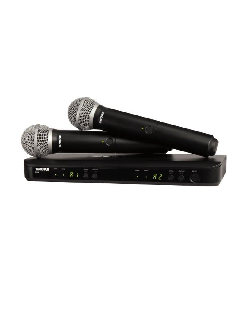 Shure Dual Handheld Wireless Microphone System BLX288UK/PG58X-K14 Black  - Image 1