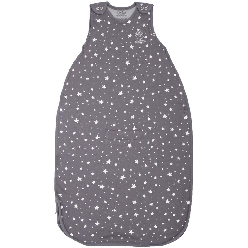 Woolino Woolino Merino Wool and Organic Cotton Ultimate Sleep Sack 4 Season TwoWay Zipper Adjustable Sleeping Bag Universal Size Sleep Sack for Baby 224 Months Star Gray 