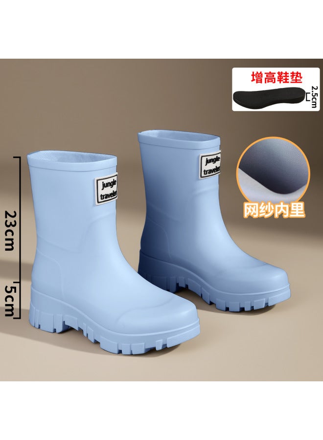 Women's Mid-calf Height-increasing Rain Boots, Waterproof Shoes, Non-slip, Simple Thick-soled Rubber Shoes, Thickened Outdoor Wear-resistant Rain Shoes
