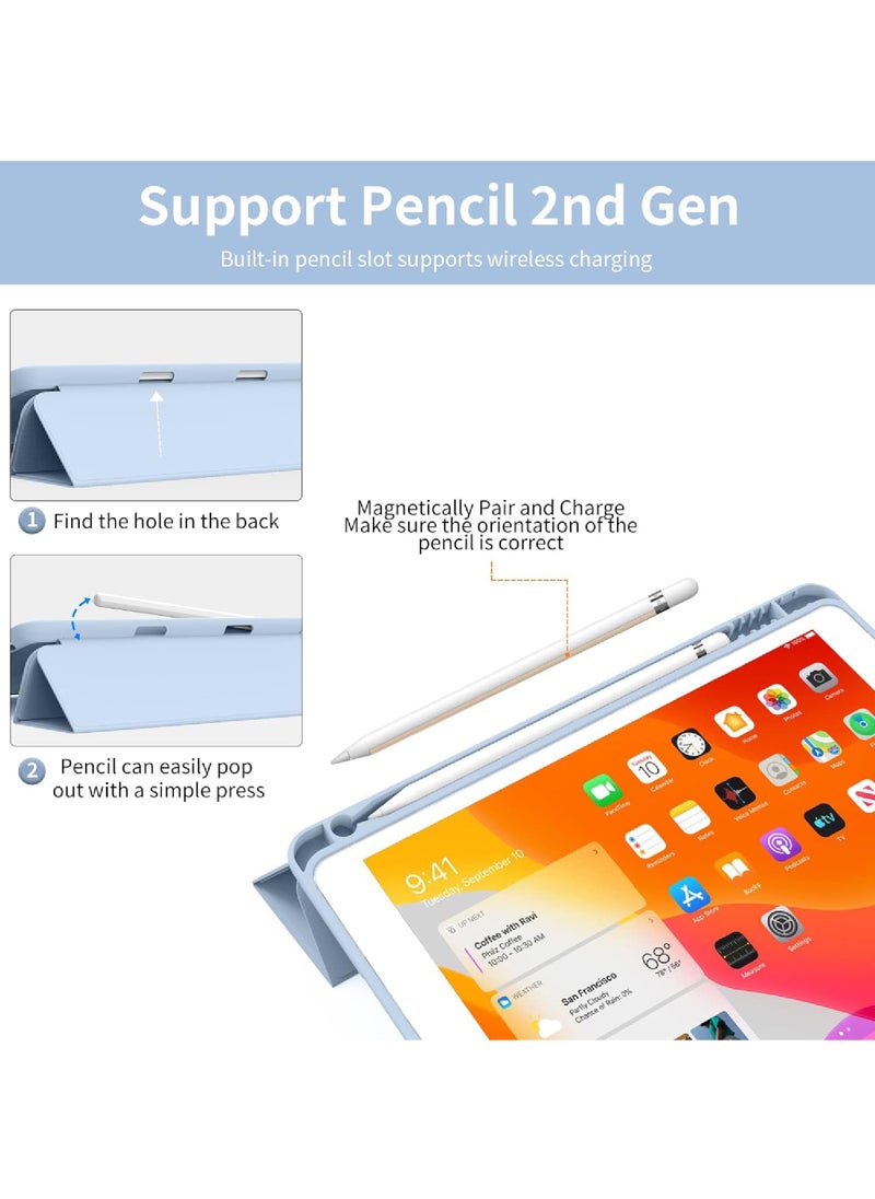 Case for iPad 9th/8th/7th Generation 10.2 inch Auto Sleep/Wake Slim Lightweight Trifold Stand Smart Cover Soft TPU Back Case with Pencil Holder for iPad 10.2 2021/2020/2019