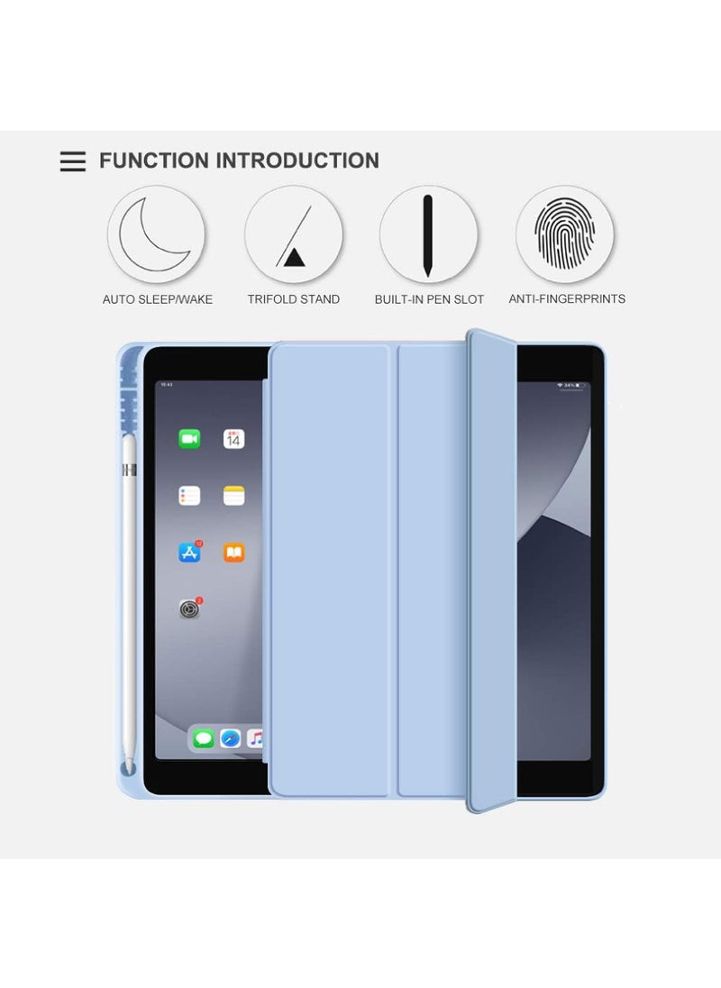 Case for iPad 9th/8th/7th Generation 10.2 inch Auto Sleep/Wake Slim Lightweight Trifold Stand Smart Cover Soft TPU Back Case with Pencil Holder for iPad 10.2 2021/2020/2019