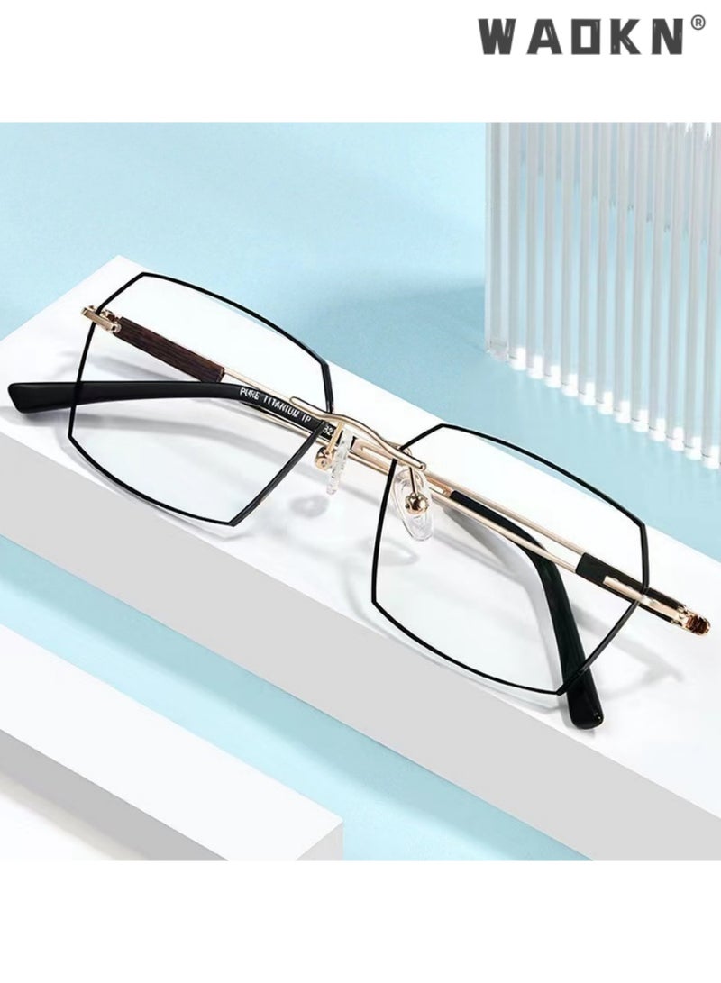 WAOKN Men and Women Reading Glasses Anti-blue Light Goggles,Reading Glasses Lightweight Glasses Portable,Diamond Cut Eyeglass Rimless Reading Glasses Black Business Eyeglasses Anti Radiation Readers  - Image 5