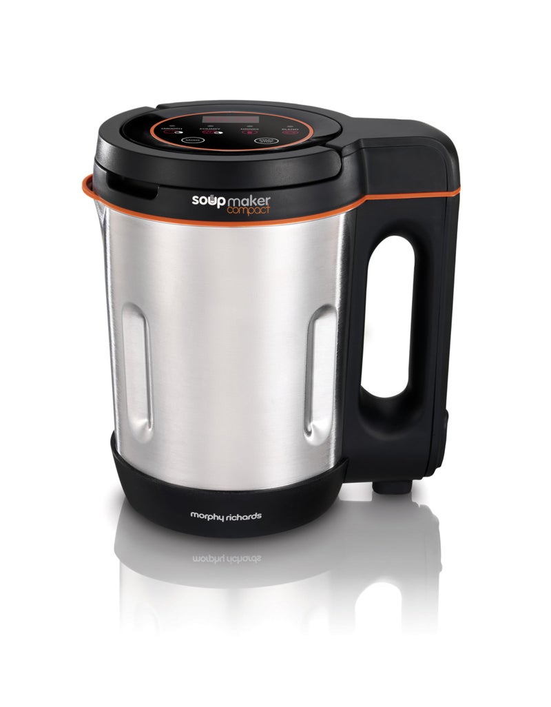 Morphy Richards Compact Soup Maker, 1L, Blend, Smooth and Chunky Soup, Smoothies, Quick and Easy Cooking, 900W, Black & Stainless Steel, 501021 - Image 1