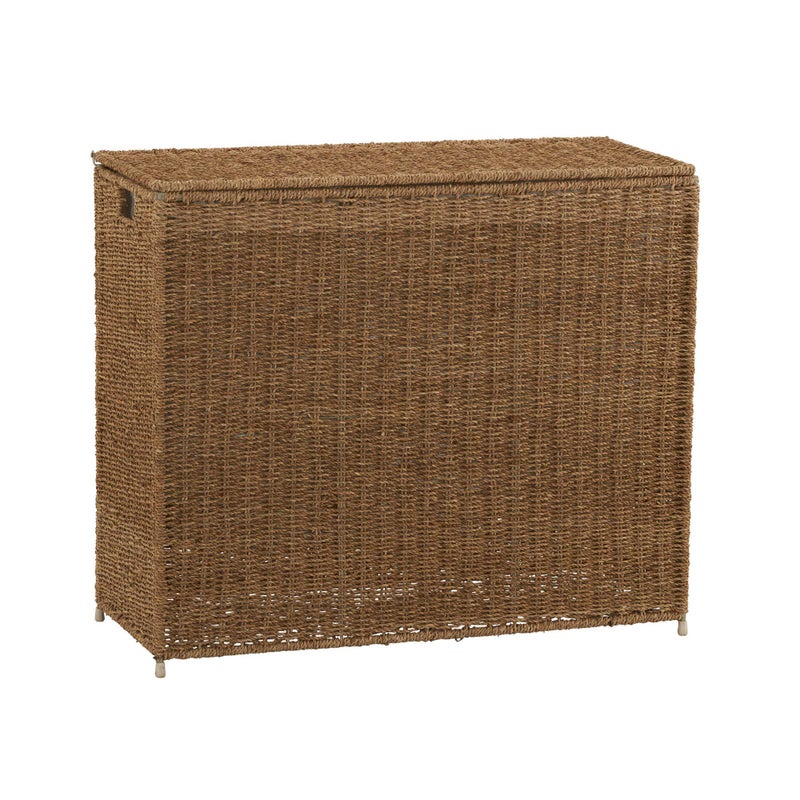 Household Essentials Household Essentials Brown ML5445 Wicker 3 Compartment Laundry Sorter with Lid  3 Section Clothes Hamper 