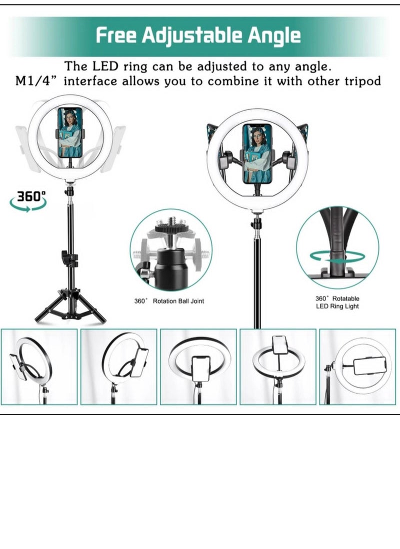Generic - LED ring light for photography with mobile phone mount  tripod stand  and Bluetooth pairing device with three lighting modes - Image 1