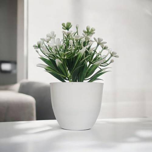 Flora Planet Artificial Plants with Pot for Home Decor, Realistic Looking Home Decoration Items for Living Room, Decor, Durable Plastic, Multi Variety, No Maintenance, 5cm X 14cm, Pack of 4 (4, Round) - Image 5