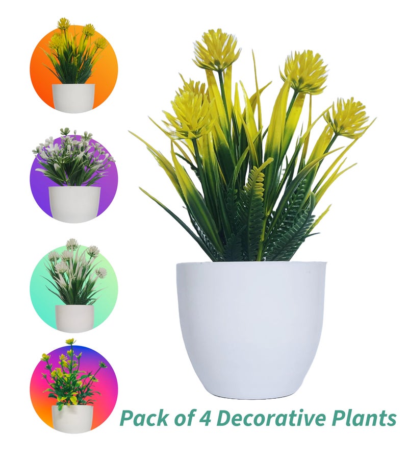Flora Planet Artificial Plants with Pot for Home Decor, Realistic Looking Home Decoration Items for Living Room, Decor, Durable Plastic, Multi Variety, No Maintenance, 5cm X 14cm, Pack of 4 (4, Round) - Image 4