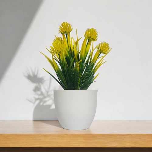 Flora Planet Artificial Plants with Pot for Home Decor, Realistic Looking Home Decoration Items for Living Room, Decor, Durable Plastic, Multi Variety, No Maintenance, 5cm X 14cm, Pack of 4 (4, Round) - Image 2