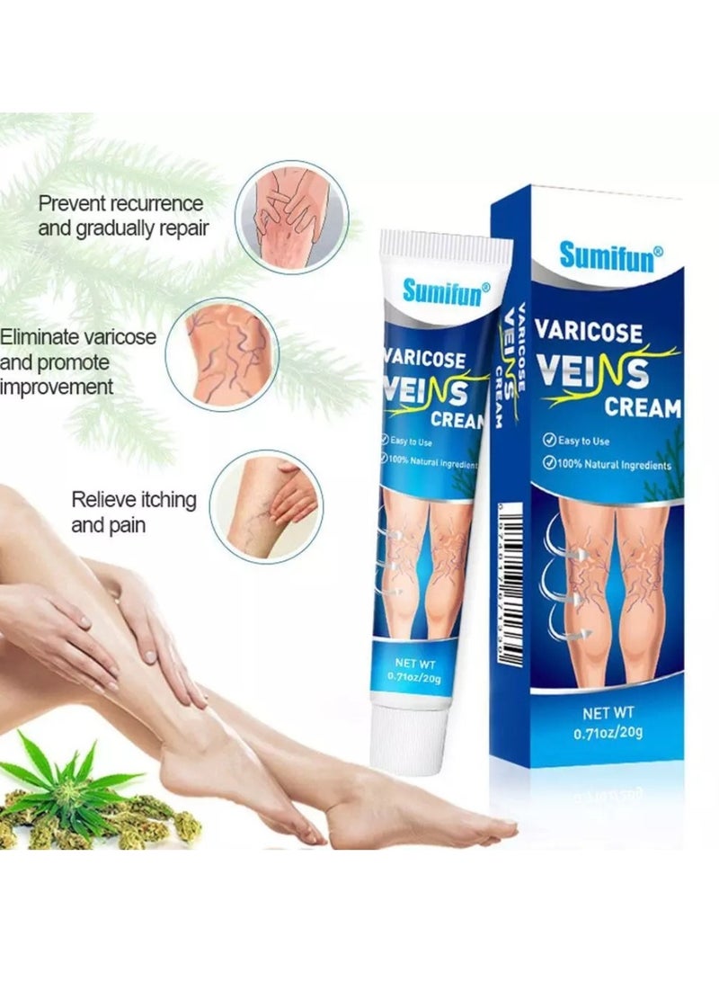Sumifun كريم دوالي الساقين لعلاج دوالي الساقين مرهم عشبي للقضاء على دوالي الساقين والأوردة العنكبوتية كريم مزيل دوالي الساقين 20 جرام - Image 2