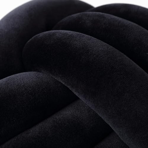 Petrella Knot Pillow 8 Inch Black Round Velvet Throw Pillow Ball Cushion Machine Washable Soft Decorative Accent Pillow for Couch Sofa Bed Home Decor - Image 3