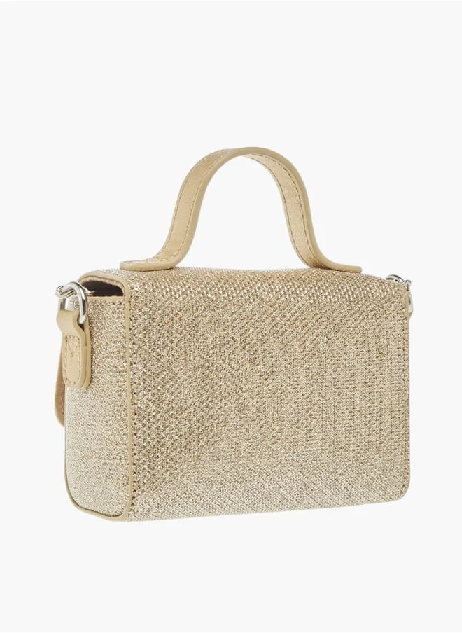 ميسي الصغيرة Girls Bow Accent Crossbody Bag with Chain Strap and Button Closure