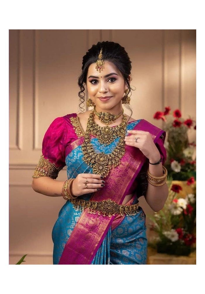 Sidhidata Women's Kanjivaram Banarasi Paithani Jacquard Silk Saree with Unstitched Blouse Piece - Image 2