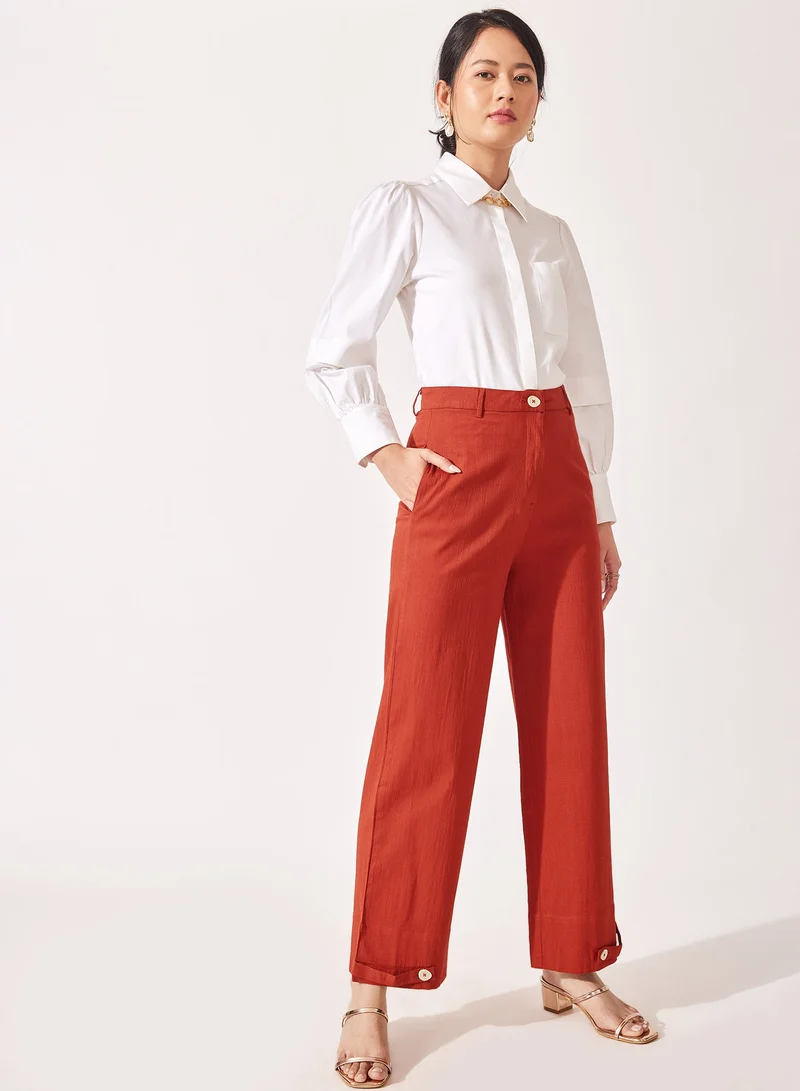 The Label Life Straight Buttoned Hem Pants