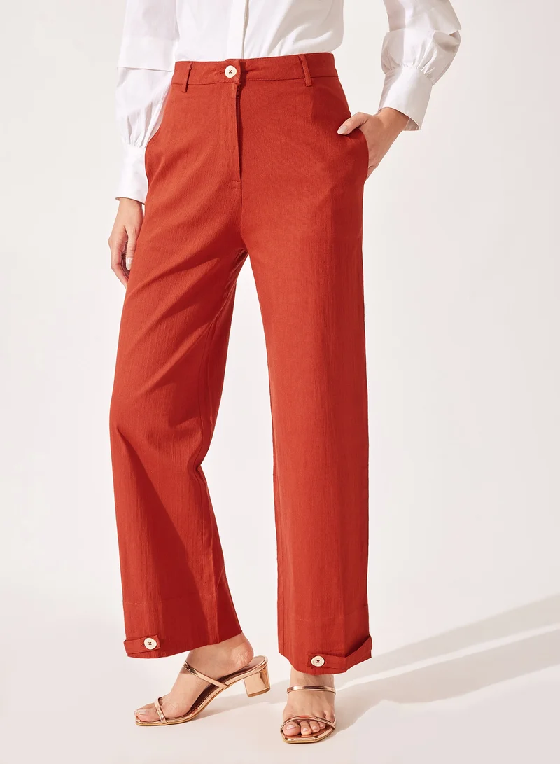 The Label Life Straight Buttoned Hem Pants