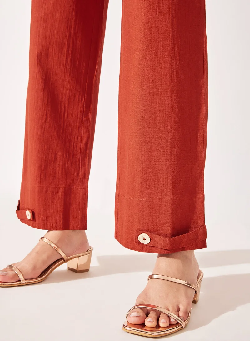 The Label Life Straight Buttoned Hem Pants