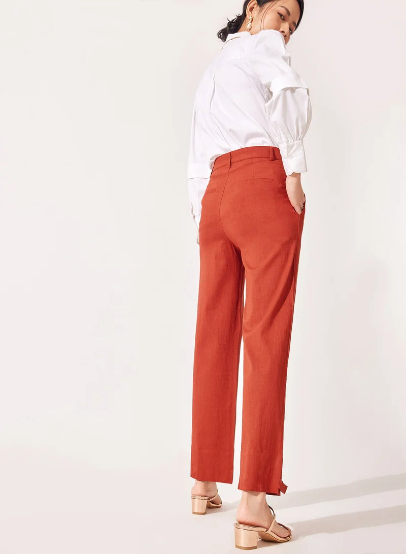 The Label Life Straight Buttoned Hem Pants