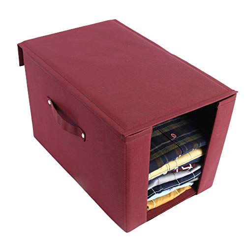 SHREY CREATION Plain Non Woven Fabric Shirt Stacker Foldable Wardrobe Cloth Storage Organizer With Lid and Handle For Shirt Pants (Pack Of 2) - Image 4