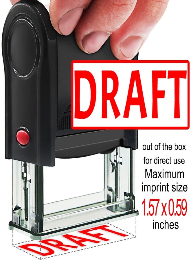 Bertiveny Draft Stamps Self Inking Office Draft Stamps Self-Inking Red Draft Stamp fot Office Supplies Rubber Business Stamps Drafting,Red(Draft) - Image 1